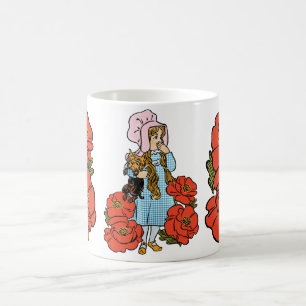 Vintage Wizard of Oz, Dorothy, Red Poppy Flowers Coffee Mug
