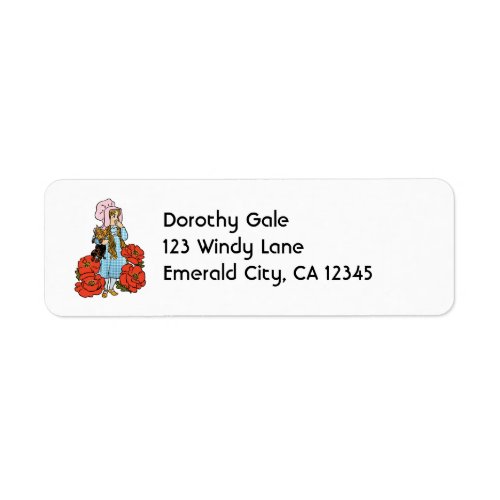 Vintage Wizard of Oz Dorothy Red Poppy Flowers Label