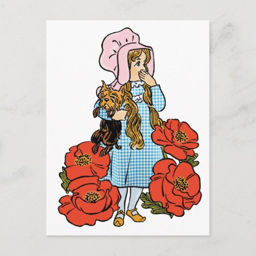 Vintage Wizard of Oz Dorothy Red Poppy Flowers Postcard
