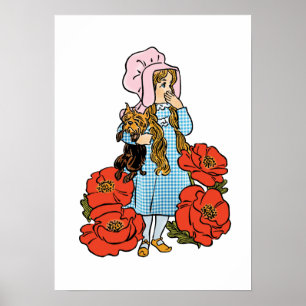 Vintage Wizard of Oz, Dorothy, Red Poppy Flowers Poster