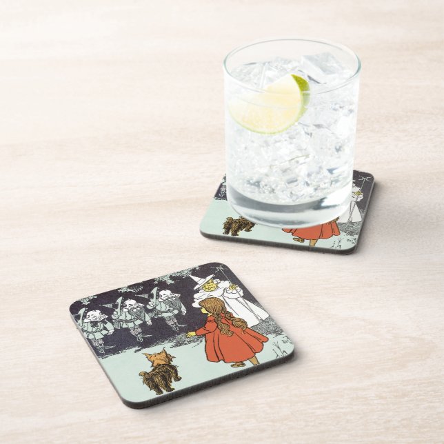 Vintage Wizard of Oz Dorothy Toto Glinda Munchkins Beverage Coaster (Right Side)
