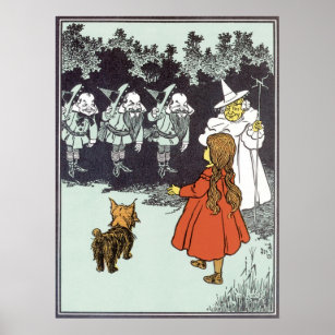 Vintage Wizard of Oz Dorothy Toto Glinda Munchkins Poster