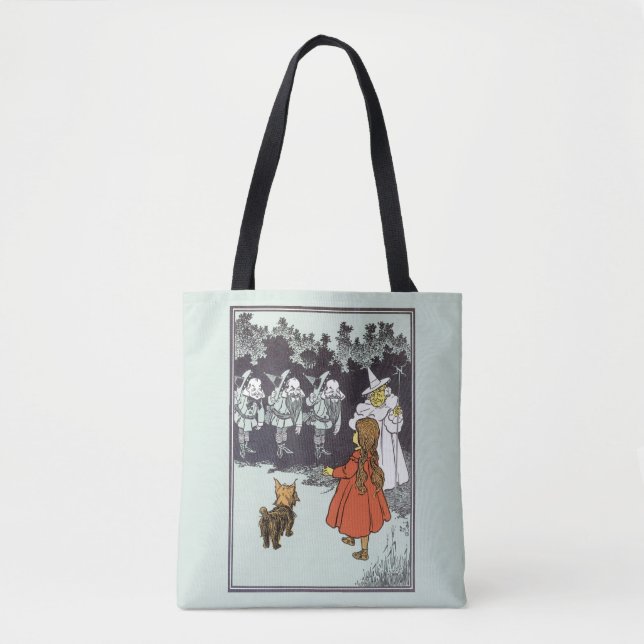 Vintage Wizard of Oz Dorothy Toto Glinda Munchkins Tote Bag (Front)