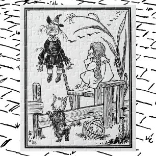 Vintage Wizard of Oz, Dorothy Toto Meet Scarecrow Jigsaw Puzzle