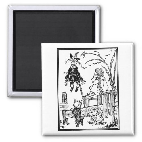 Vintage Wizard of Oz Dorothy Toto Meet Scarecrow Magnet