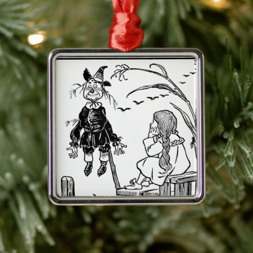 Vintage Wizard of Oz Dorothy Toto Meet Scarecrow Metal Ornament