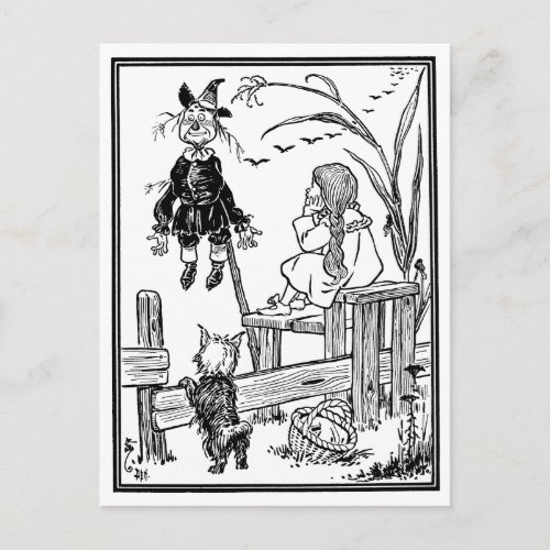 Vintage Wizard of Oz Dorothy Toto Meet Scarecrow Postcard