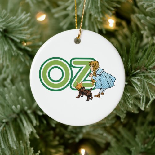 Vintage Wizard of Oz Dorothy Toto with BIG Letters Ceramic Ornament