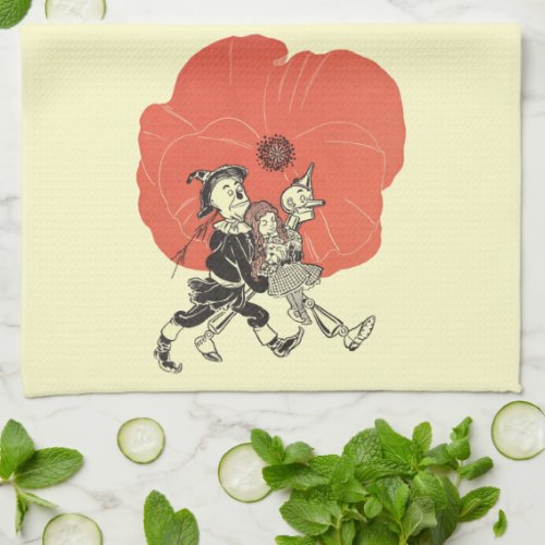 Vintage Wizard of Oz Dorothy with Poppy Flowers Kitchen Towel