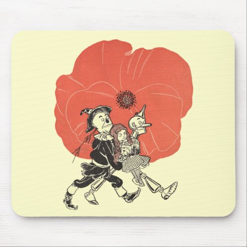 Vintage Wizard of Oz Dorothy with Poppy Flowers Mouse Pad