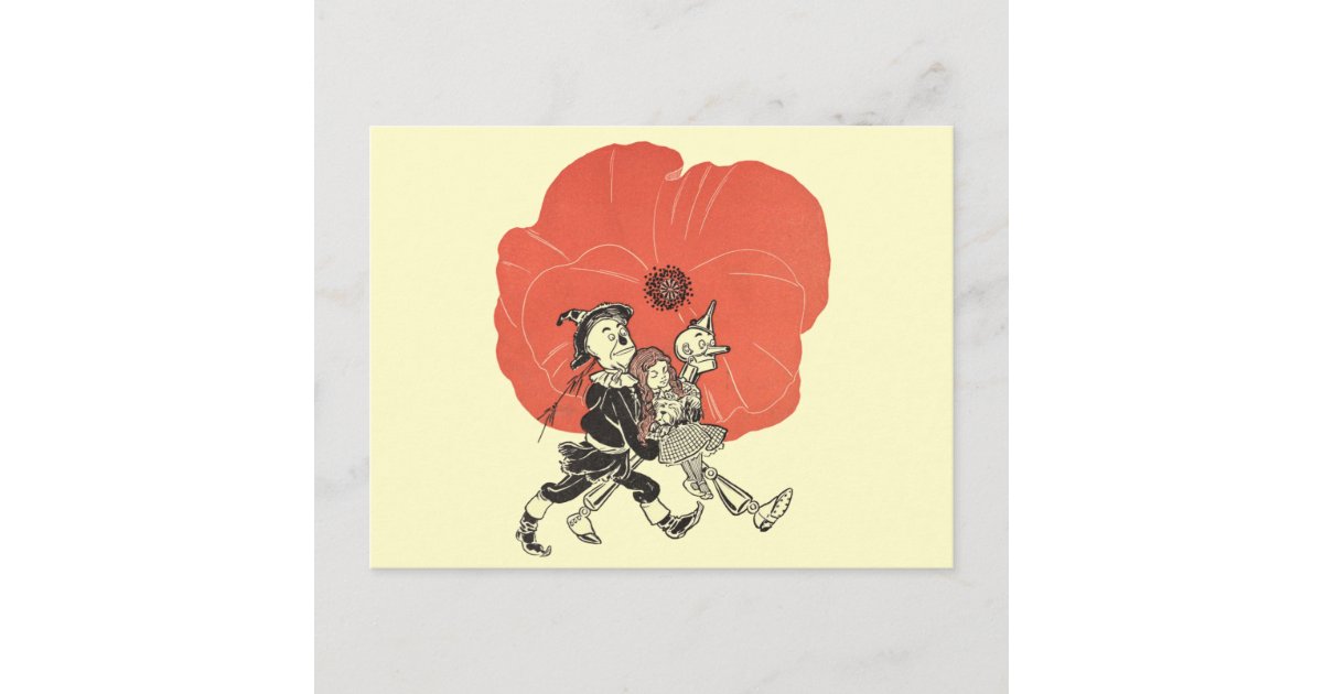 Vintage Wizard Of Oz Dorothy With Poppy Flowers Postcard Zazzle Com