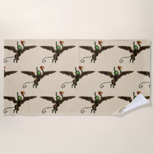 Vintage Wizard of Oz, Evil Flying Monkey Beach Towel