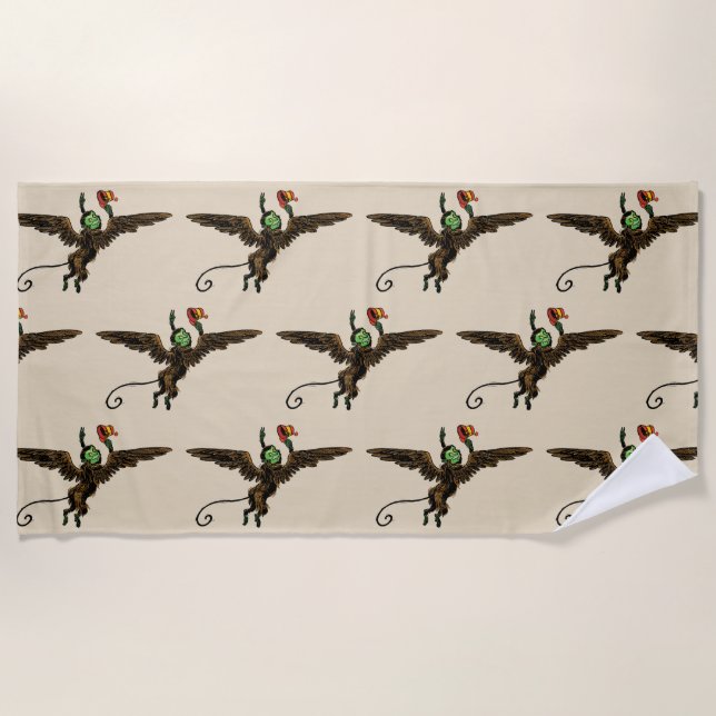 Vintage Wizard of Oz, Evil Flying Monkey Beach Towel (Front)