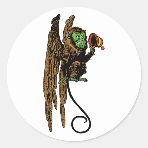 Vintage Wizard of Oz Evil Flying Monkey Hat Classic Round Sticker