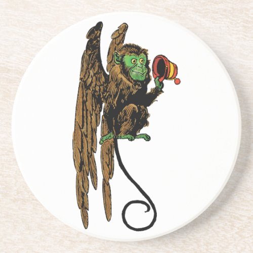 Vintage Wizard of Oz Evil Flying Monkey Hat Sandstone Coaster