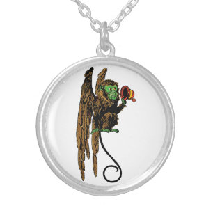 Vintage Wizard of Oz, Evil Flying Monkey Hat Silver Plated Necklace