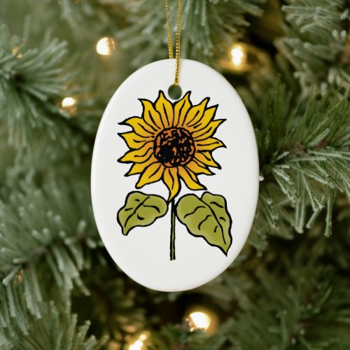 Vintage Wizard of Oz Fairy Tale Sunflower in Bloom Ceramic Ornament