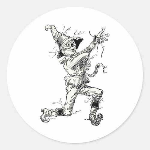 Vintage Wizard of Oz Fairy Tales the Scarecrow Classic Round Sticker