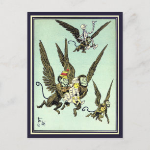 Vintage Wizard of Oz, Flying Monkeys with Dorothy Postcard