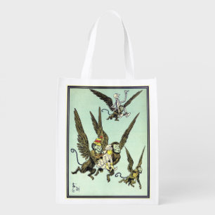 Vintage Wizard of Oz, Flying Monkeys with Dorothy Reusable Grocery Bag