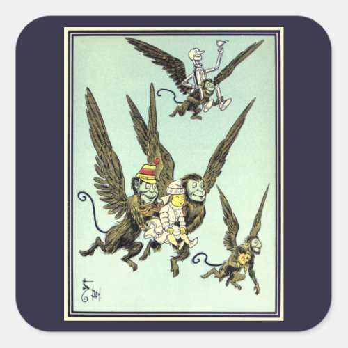 Vintage Wizard of Oz Flying Monkeys with Dorothy Square Sticker