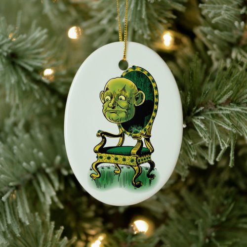 Vintage Wizard of Oz Grumpy Wizard Emerald Throne Ceramic Ornament