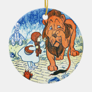 Vintage Wizard of Oz Illustration - Dorothy & Lion Ceramic Ornament