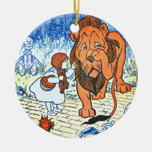 Vintage Wizard of Oz Illustration _ Dorothy  Lion Ceramic Ornament