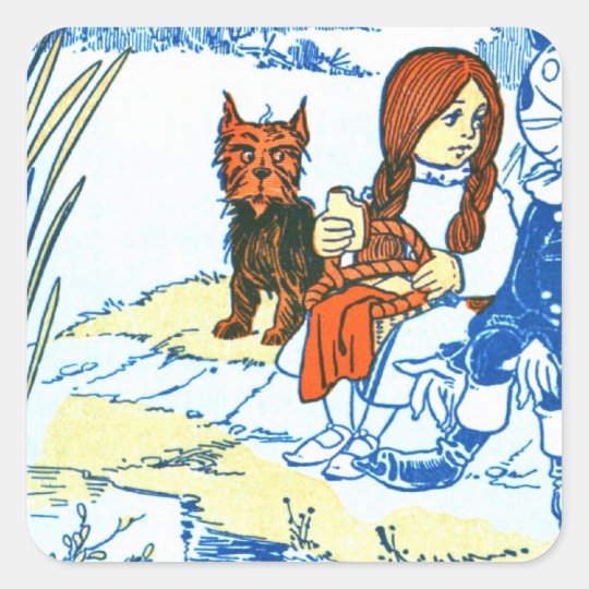 Vintage Wizard of Oz Illustration - Pond Square Sticker