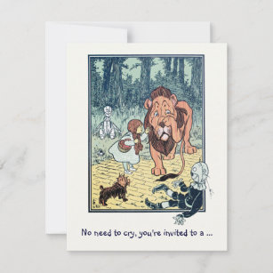 Vintage Wizard of Oz, Lion Boy Birthday Party Invitation