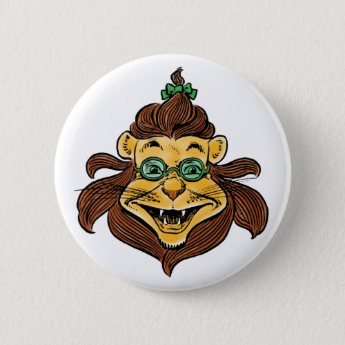 Vintage Wizard of Oz Lion Wearing Green Glasses Button