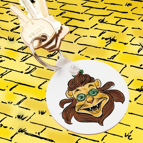 Vintage Wizard of Oz Lion Wearing Green Glasses Keychain