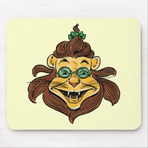 Vintage Wizard of Oz, Lion Wearing Green Glasses Mouse Pad