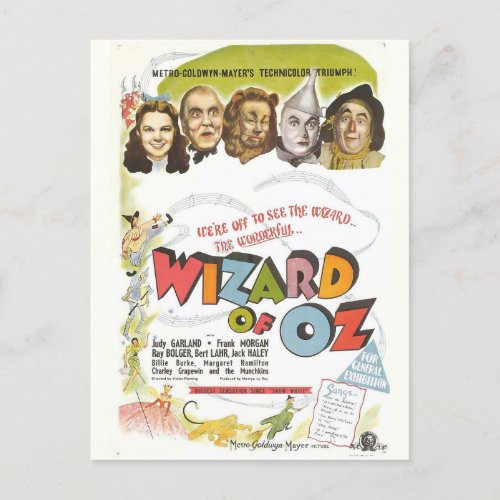 Vintage Wizard of Oz Movie Poster Postcard