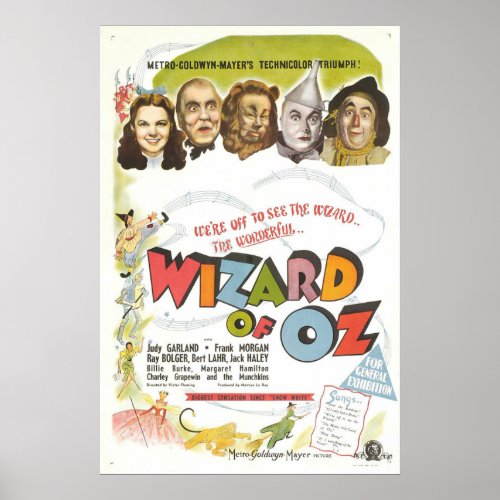 Vintage Wizard Of Oz Musical Fantasy Film Poster