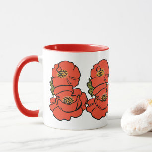 Vintage Wizard of Oz Red Poppies in Bloom Spring Mug