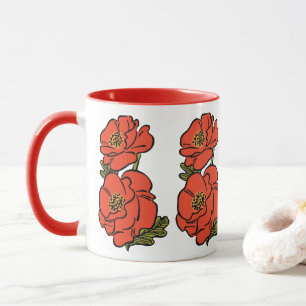 Vintage Wizard of Oz Red Poppies in Bloom Spring Mug