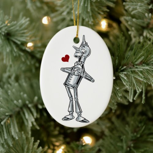 Vintage Wizard of Oz Tinman Happy Smile has Heart Ceramic Ornament