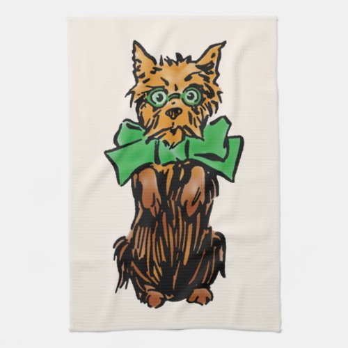 Vintage Wizard of Oz Toto Dog with Green Bow Kitchen Towel