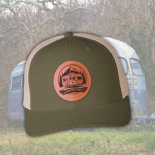 Vintage Wold Traveler Outdoor Family Vacation Leather Patch Hat