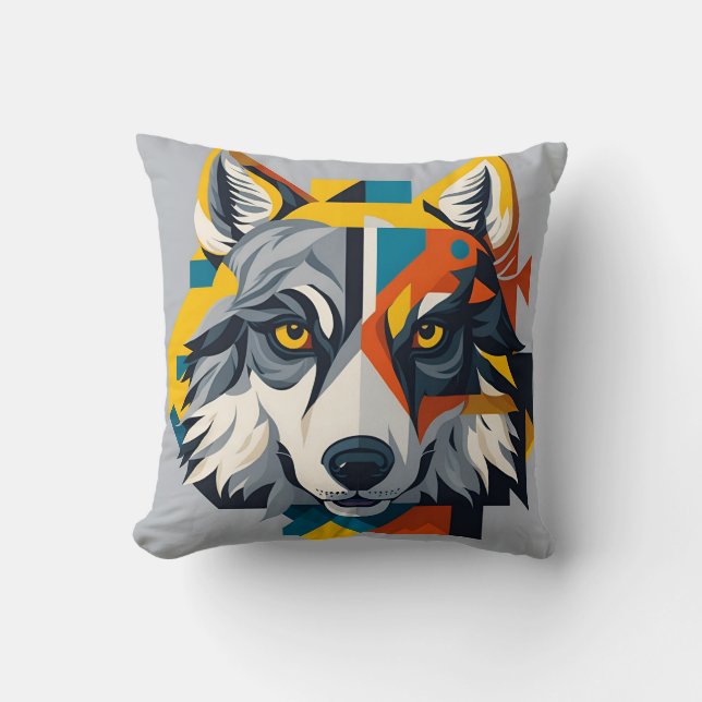 vintage wolf 3 throw pillow (Front)