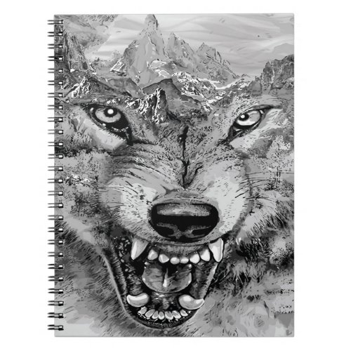 Vintage Wolf Canvas   Unique gift idea  Notebook
