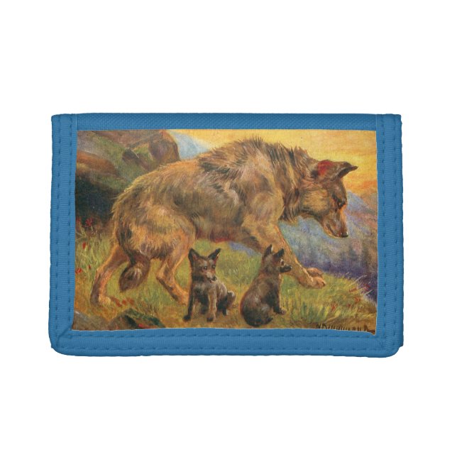 Vintage Wolf Family Photo Wallet (Front)