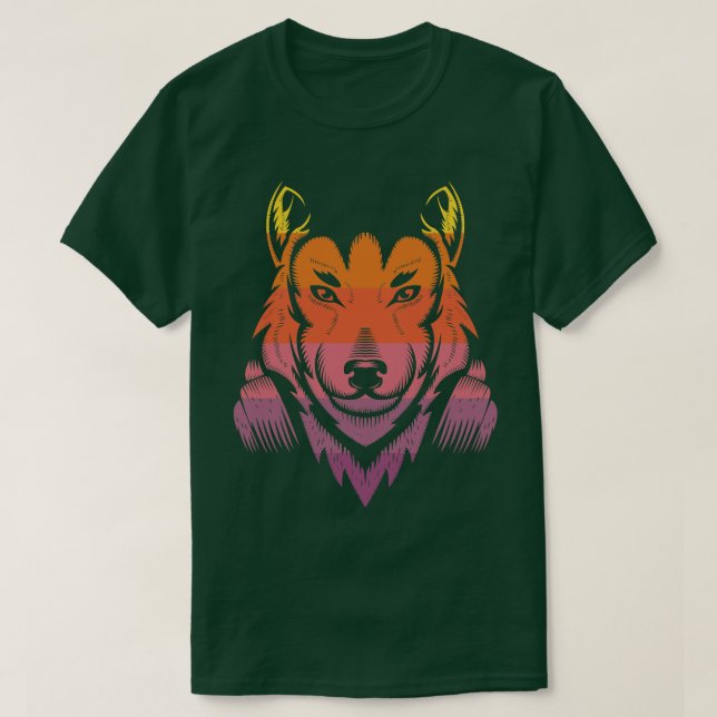 Vintage Wolf Headphones T-Shirt (Design Front)