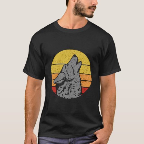 Vintage Wolf Howling Wolves Retro Sunset Wolf Love T_Shirt