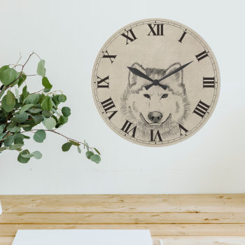 Vintage Wolf Large Clock by BluePress at Zazzle
