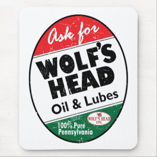 Vintage Wolfs Head distressed sign Mouse Pad