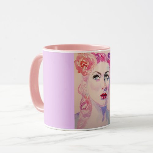 Vintage Woman 1940s Lilac Purple Watercolor Mug