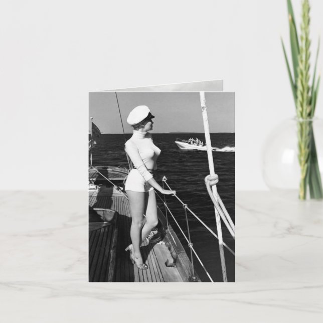 Vintage "Woman at Sea" Card (Front)