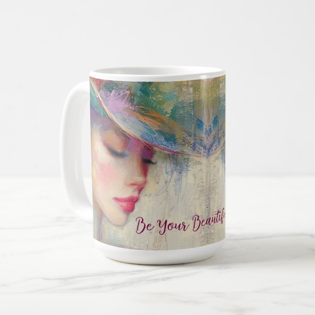 Vintage Woman Be Your Beautiful Self Coffee Mug (Front Left)